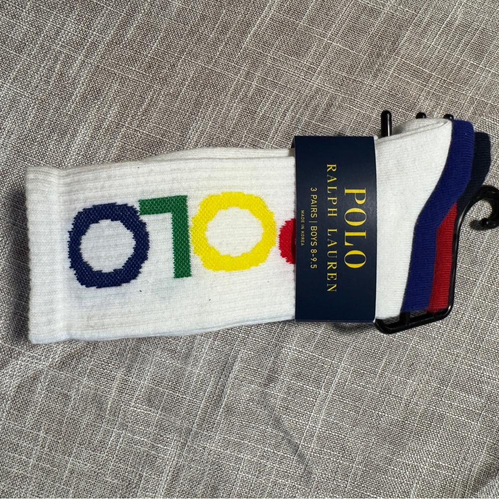 Polo Ralph Lauren Boys Socks 3 Pack Size 8-9.5